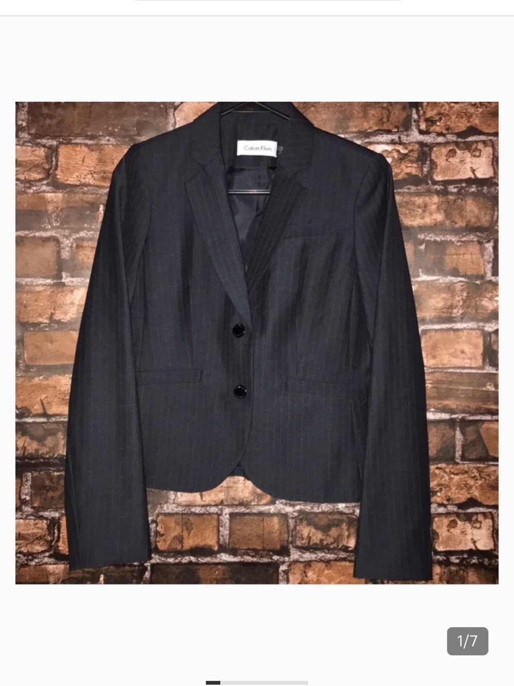Calvin Klein Women's Dark Pinstripe Two-Button Blazer nwot